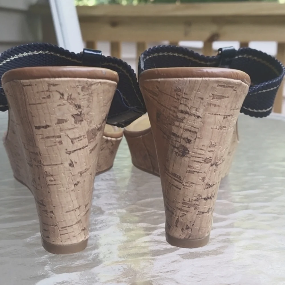 Tommy Hilfiger Cork Wedge Heels Slip on sandals Sz 9.5
